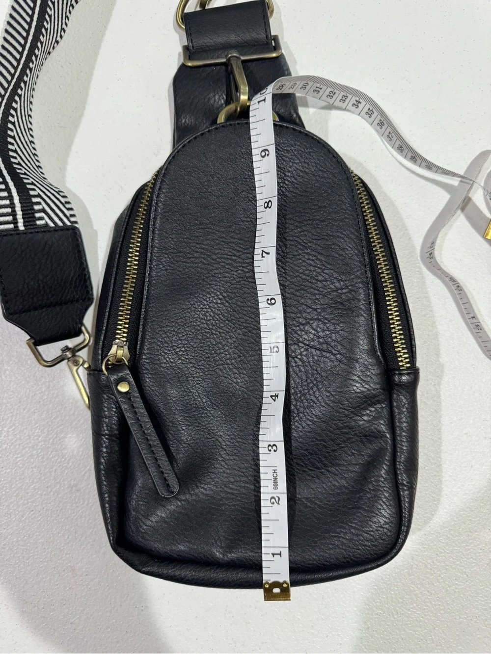 Urban Originals Black Sling Crossbody with Chevron Strap